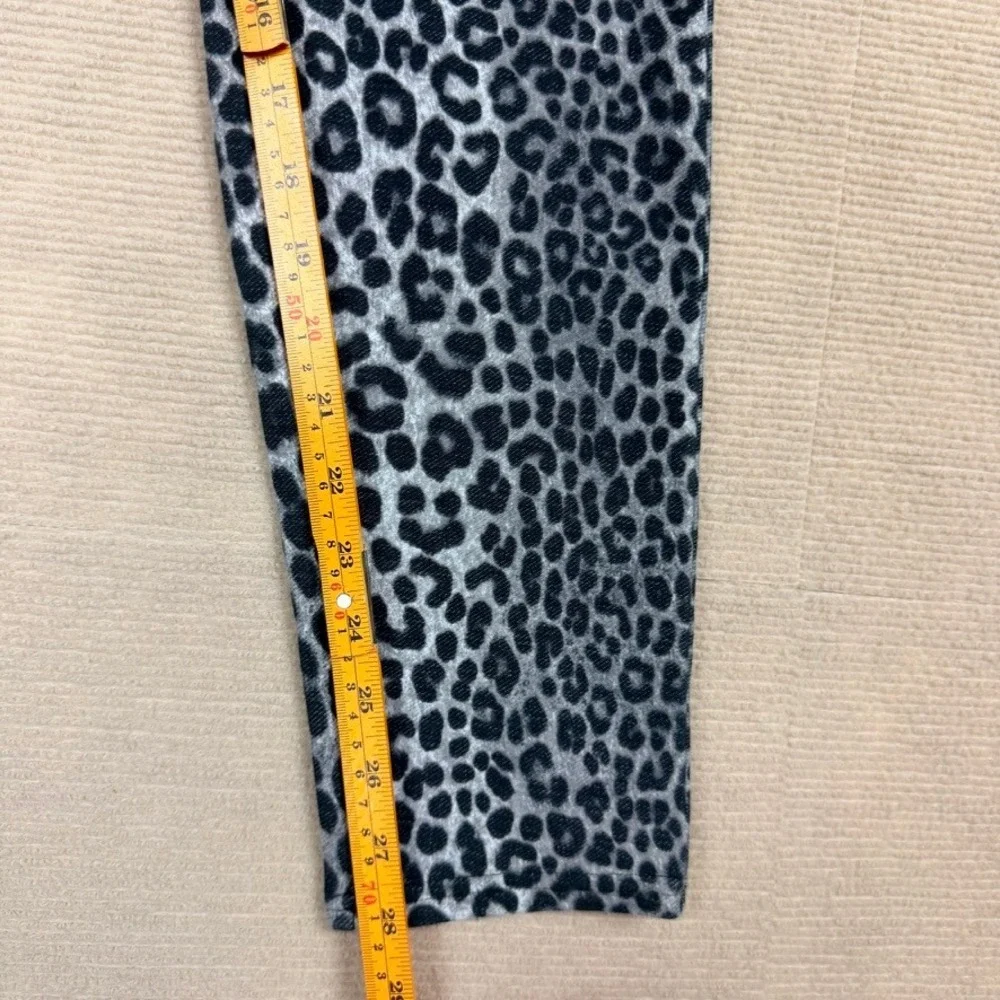 Michael Kors Women Grey Black Leopard Print Stretch Pull On Leggings Size L